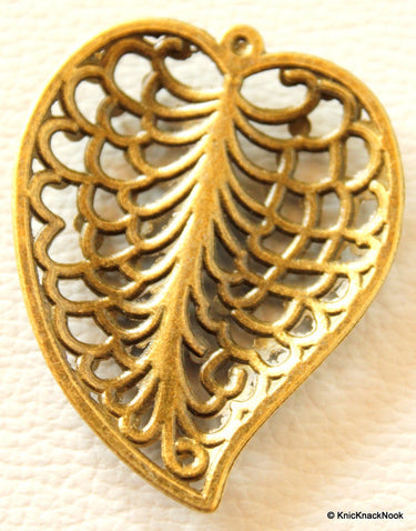 Filigree Leaf Bronze Pendant